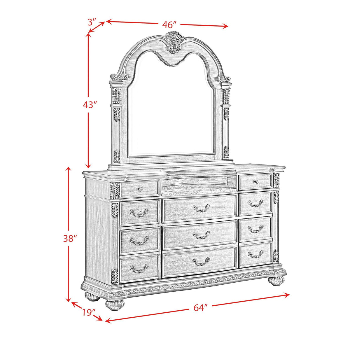 Cadenza Dresser And Mirror Set in Brown by Elements International, view 4