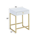 Coleen - Accent Table - White & Brass