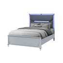 Laura - Queen Bed With Upholstered Headboard And LED Lights - Silver