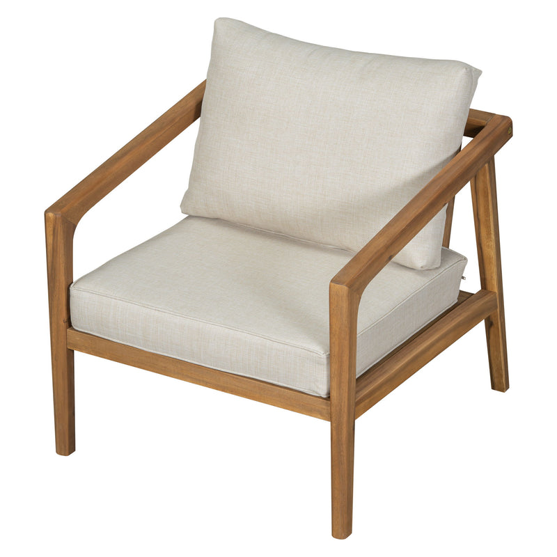Westin - Outdoor Acacia Wood Club Chair (Set of 2) - Teak / Beige