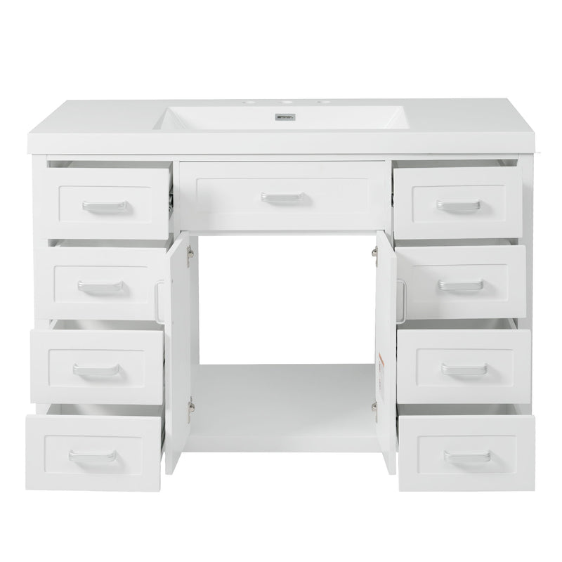 Bathroom Vanity With Sink, 2 Doors 8 Drawers, Soft Close System, Classic Design