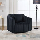 Upholstered Oversized 360° Swivel Accent Barrel Chair And Half Cozy Sofa With 3 Pillows