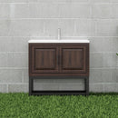 Modern Freestanding Bathroom Vanity With Ceramic Sink, Hot And Cold Faucet, Storage Cabinet & Open Shelf