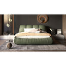 Luxury Upholstered Platform Bed With Oversized Padded Backrest And Solid Wood Frame
