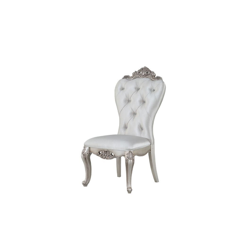 Gorsedd - Side Chair (Set of 2) - Cream Fabric & Antique White - Atlantic Fine Furniture Inc