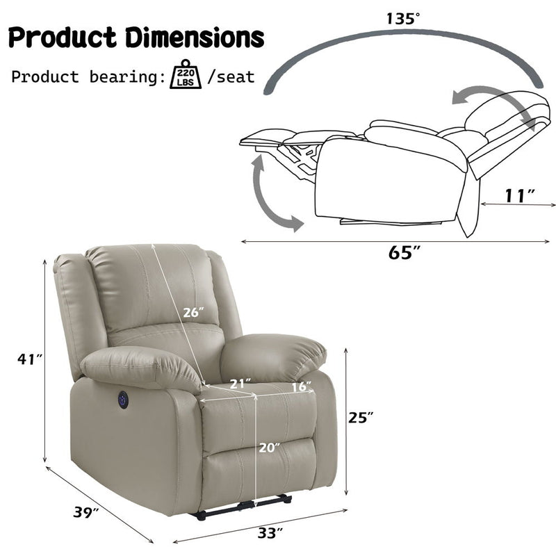 Zuriel - Power Motion Recliner With USB - Beige