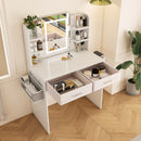 Elegant LED Mirror Vanity Dressing Table With Adjustable Lights, Drawers & Storage - White