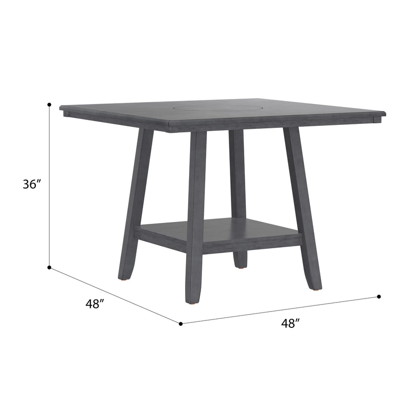 Counter Height Dining Table With Tapered Base And Lazy Susan - Gray