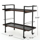 Modern Industrial Bar Cart With Shelving And Casters