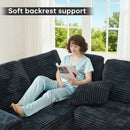 Modular U-Shaped Sectional Sofa, 6 Seater Chaise Lounge With Reversible Design - Black