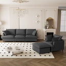 Living Room Set Modular Sectional Couch, Upholstered Sofa & Armchair & Movable Ottoman