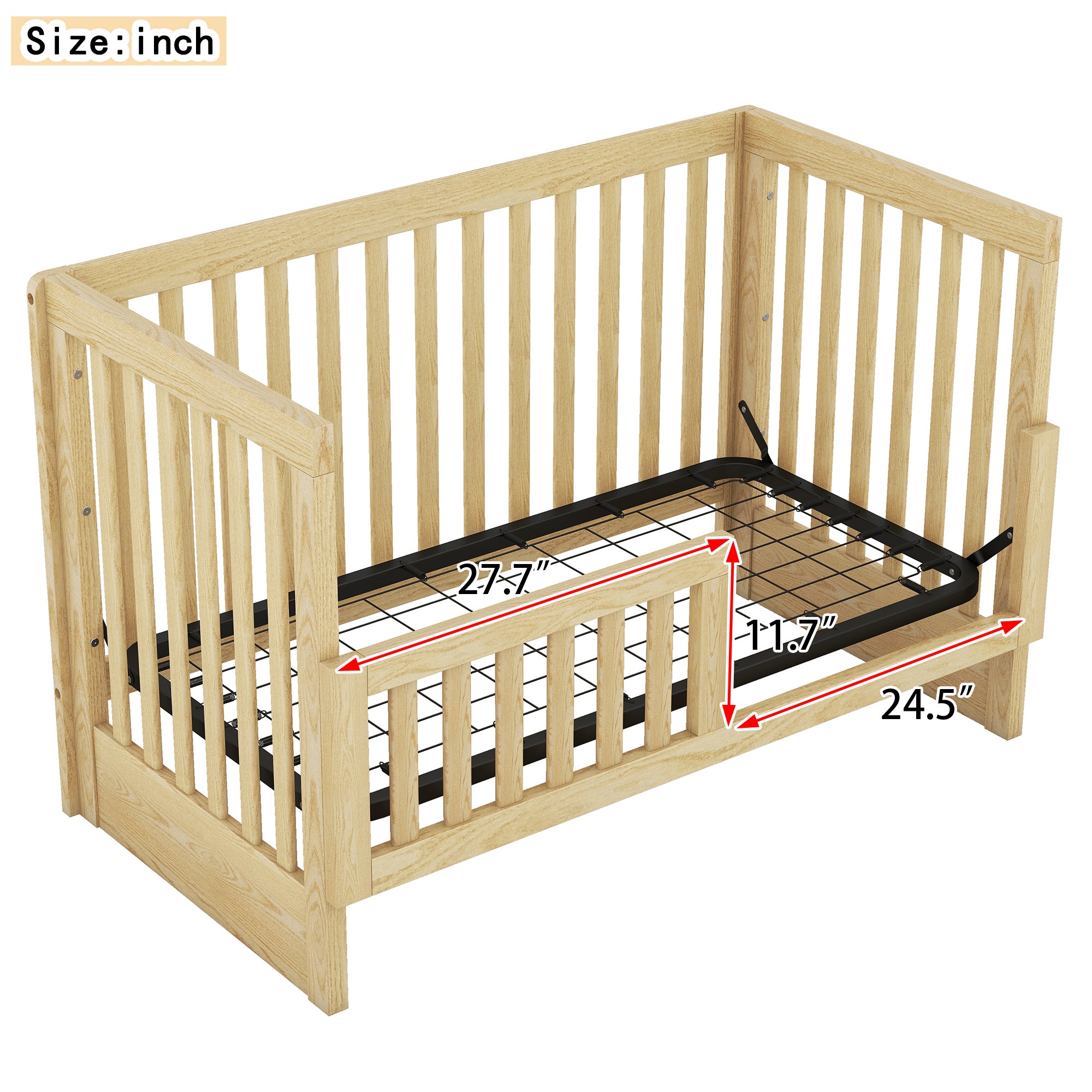 Convertible Crib/Full Size Bed with Changing Table, Natural - Atlantic Fine Furniture Melbourne FL