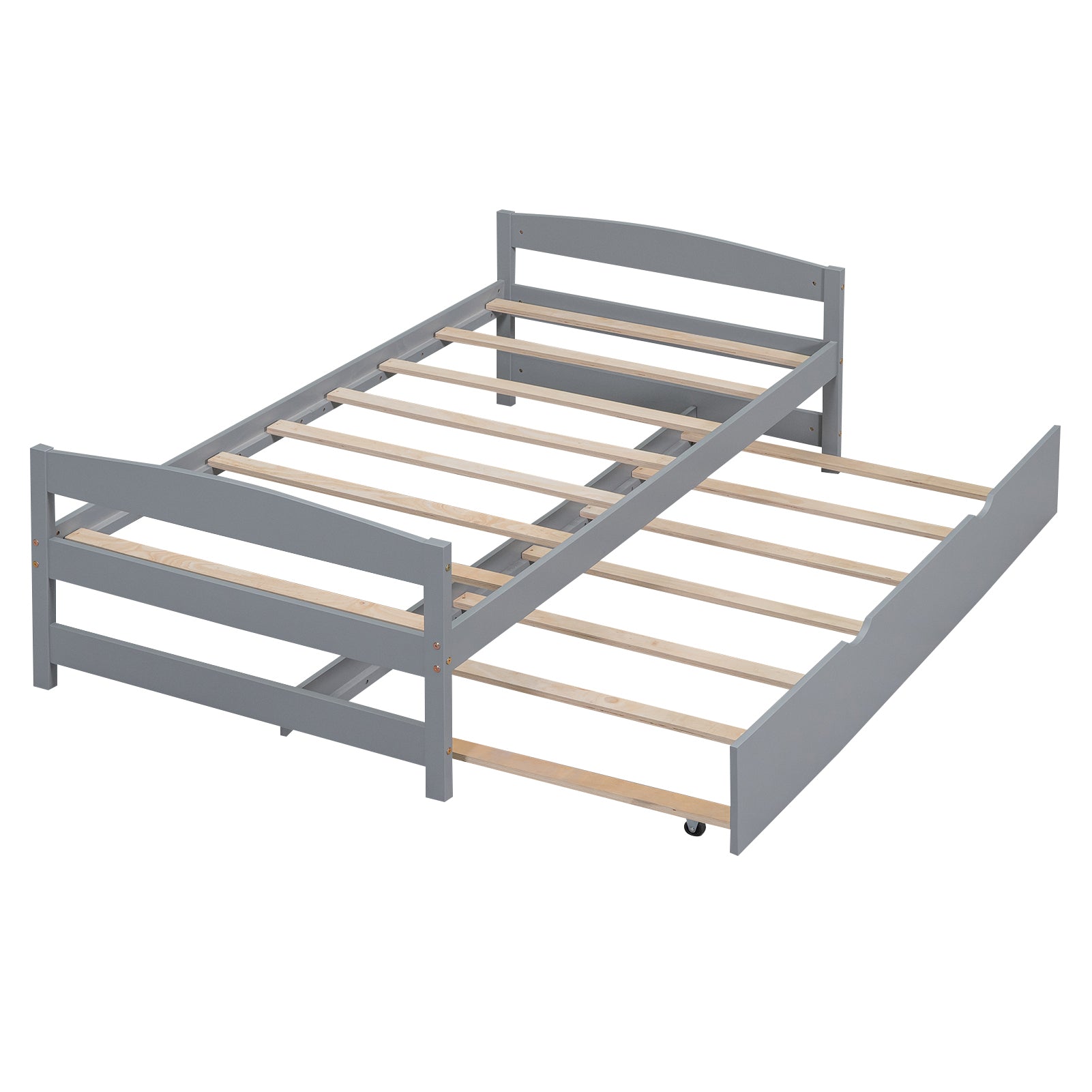 Twin Size Platform Bed with Twin Size Trundle, Gray - Atlantic Fine Furniture Melbourne FL