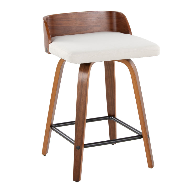 Maya - Mid Century Modern Fixed Height Counter Stool With Swivel And Square Footrest (Set of 2)