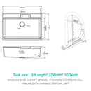 Waterfall Kitchen Sink With Pull Out Faucet & Cup Washer