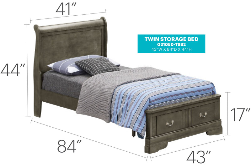 Louis Phillipe - Storage Bed
