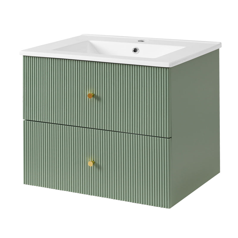 Wall Mounted Bathroom Vanity With 2 Drawers, Ideal For Small Bathrooms