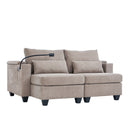 Convertible Chaise Lounge Sofa Chair With USB Ports, Cup Holders, Phone Holder And Storage
