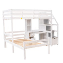 Loft Bed With Stand Alone Bed, Storage Staircase, Desk, Shelves, And Drawers