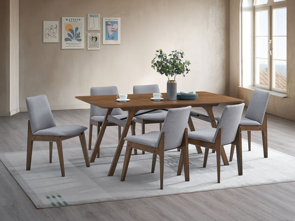 Kaela - 7 Pieces Dining Room Set - Walnut / Light Gray