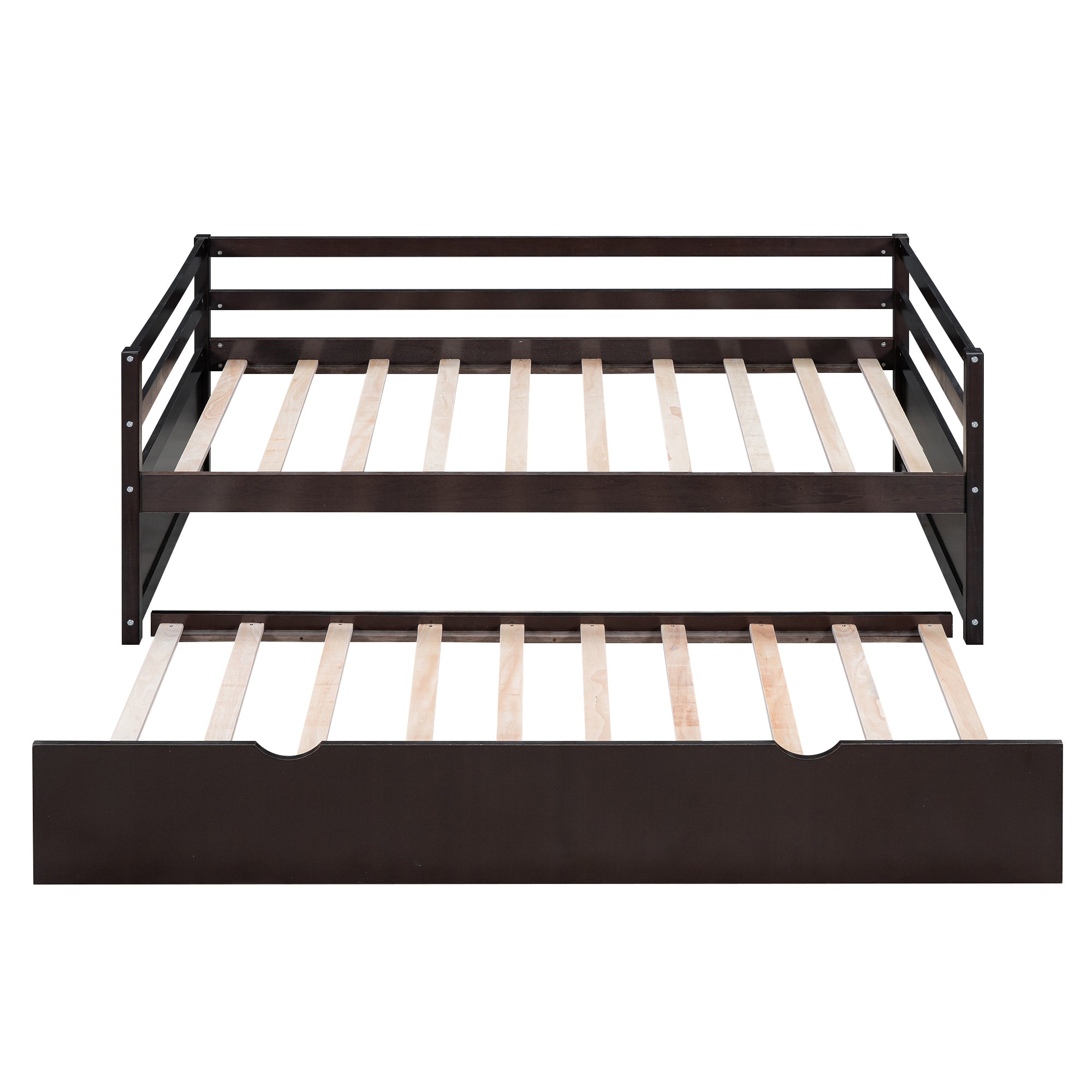 Twin Size Wood Daybed with Twin Size Trundle, Espresso - Atlantic Fine Furniture Melbourne FL