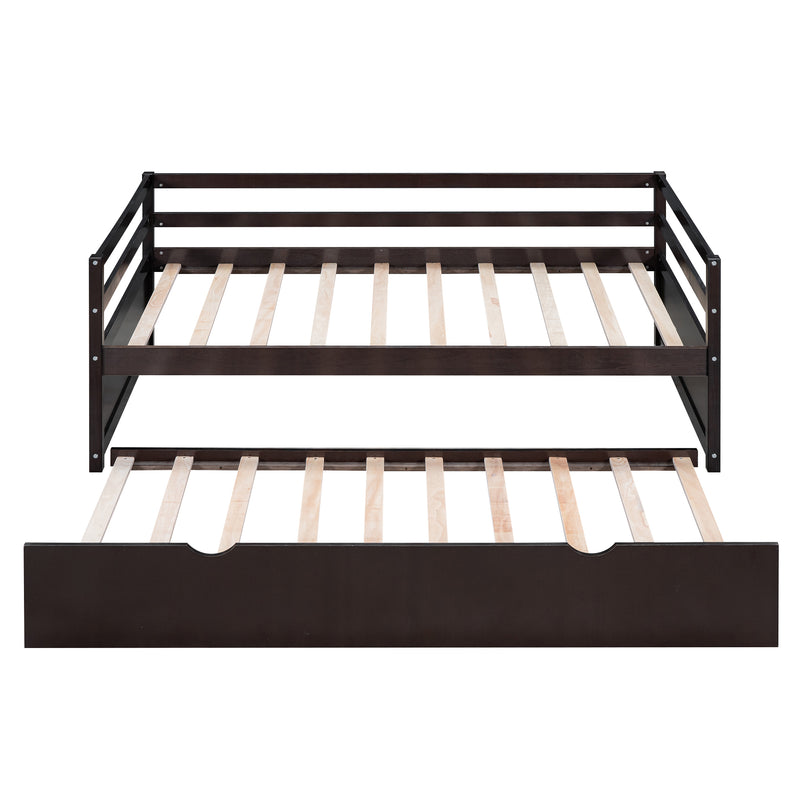 Twin Size Wood Daybed with Twin Size Trundle, Espresso