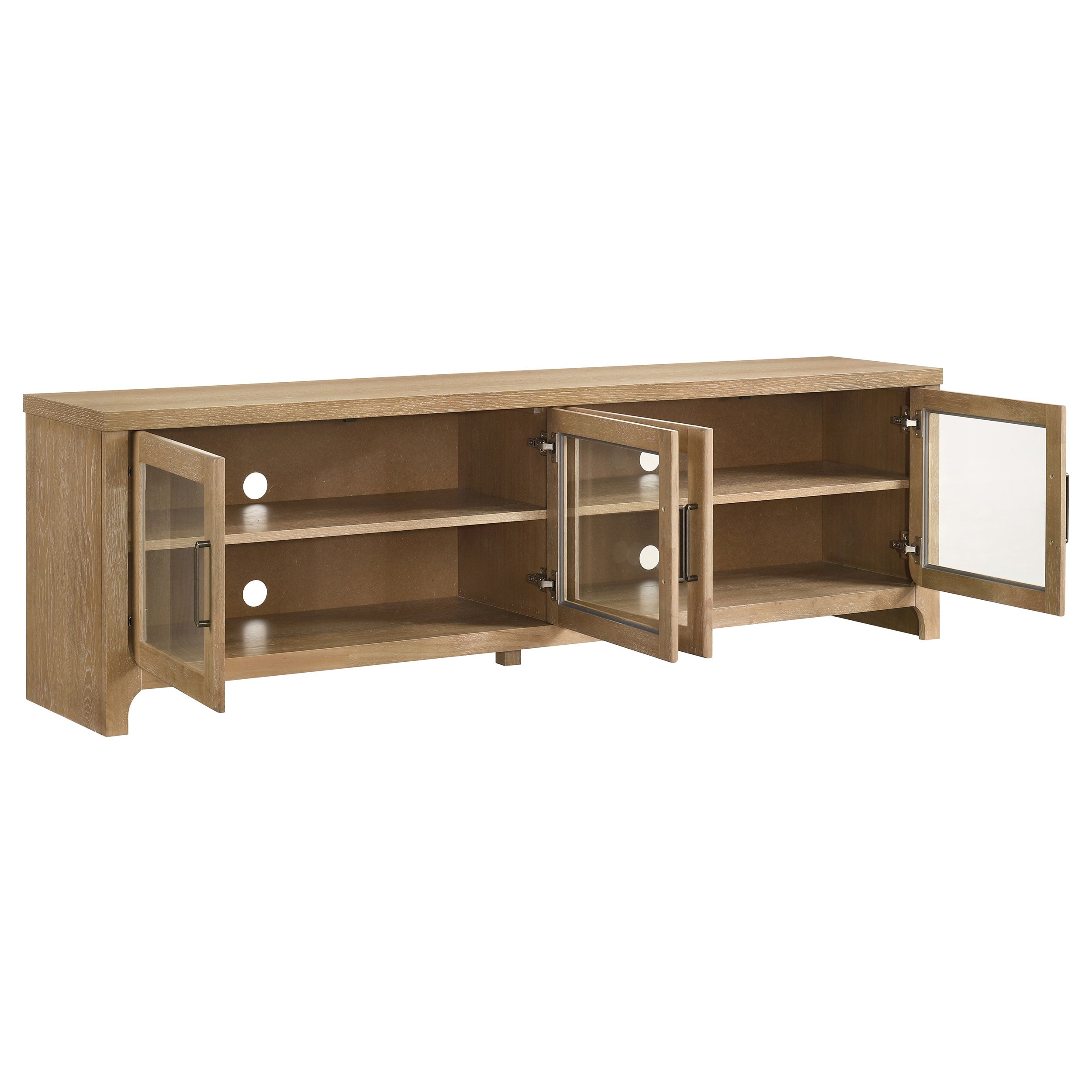 Brenham 79-inch 4-door TV Stand Media Console Washed Oak — view 3