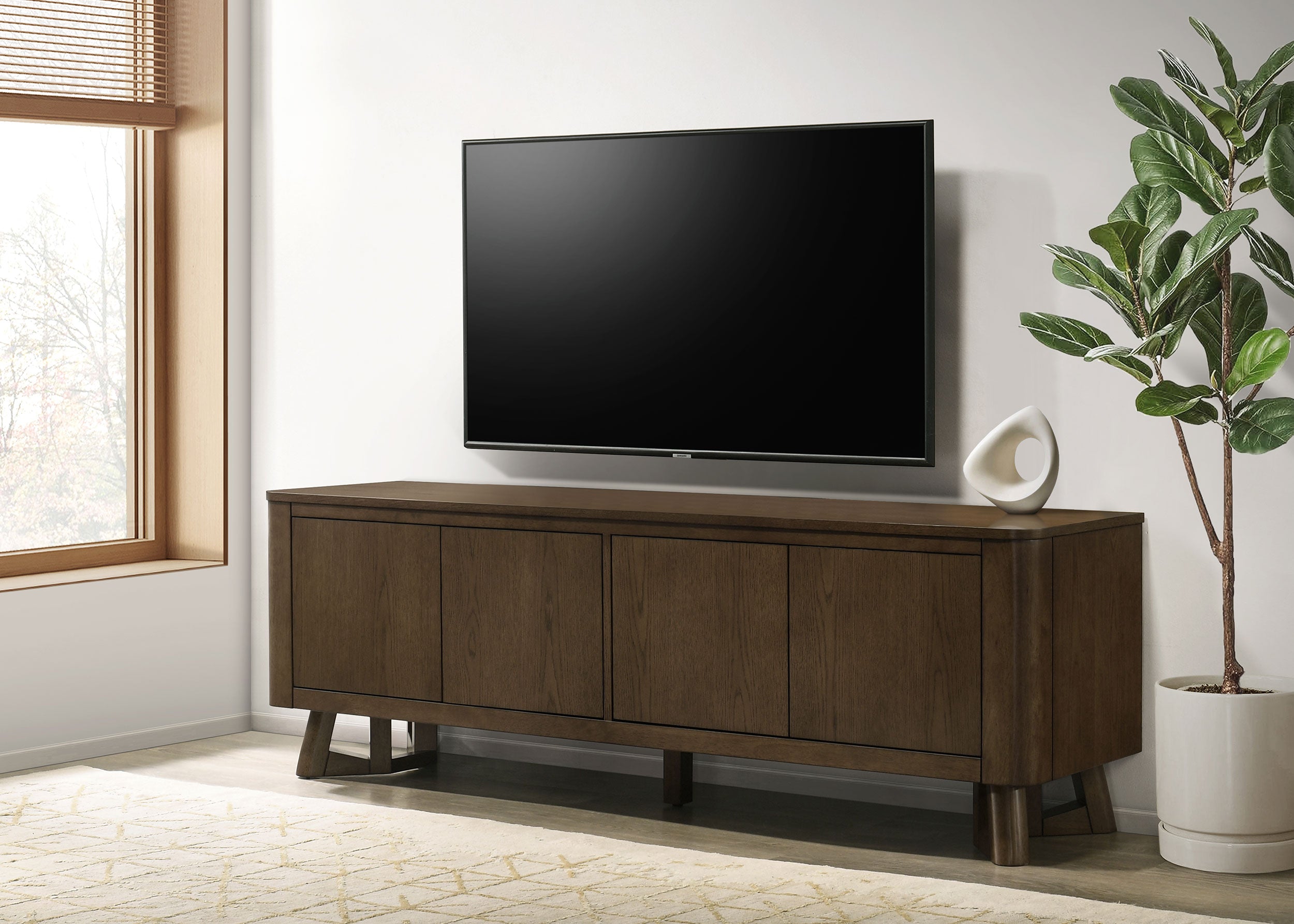 Trotter 71-inch 4-Door Wood TV Stand Media Console Brown — view 2