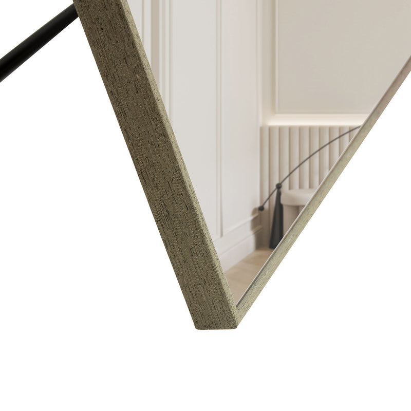Solid Wood Frame Minimalist Mirror, Bathroom Bedroom Wall Mirror. Enhance Modern Interior Design - Gray / Transparent