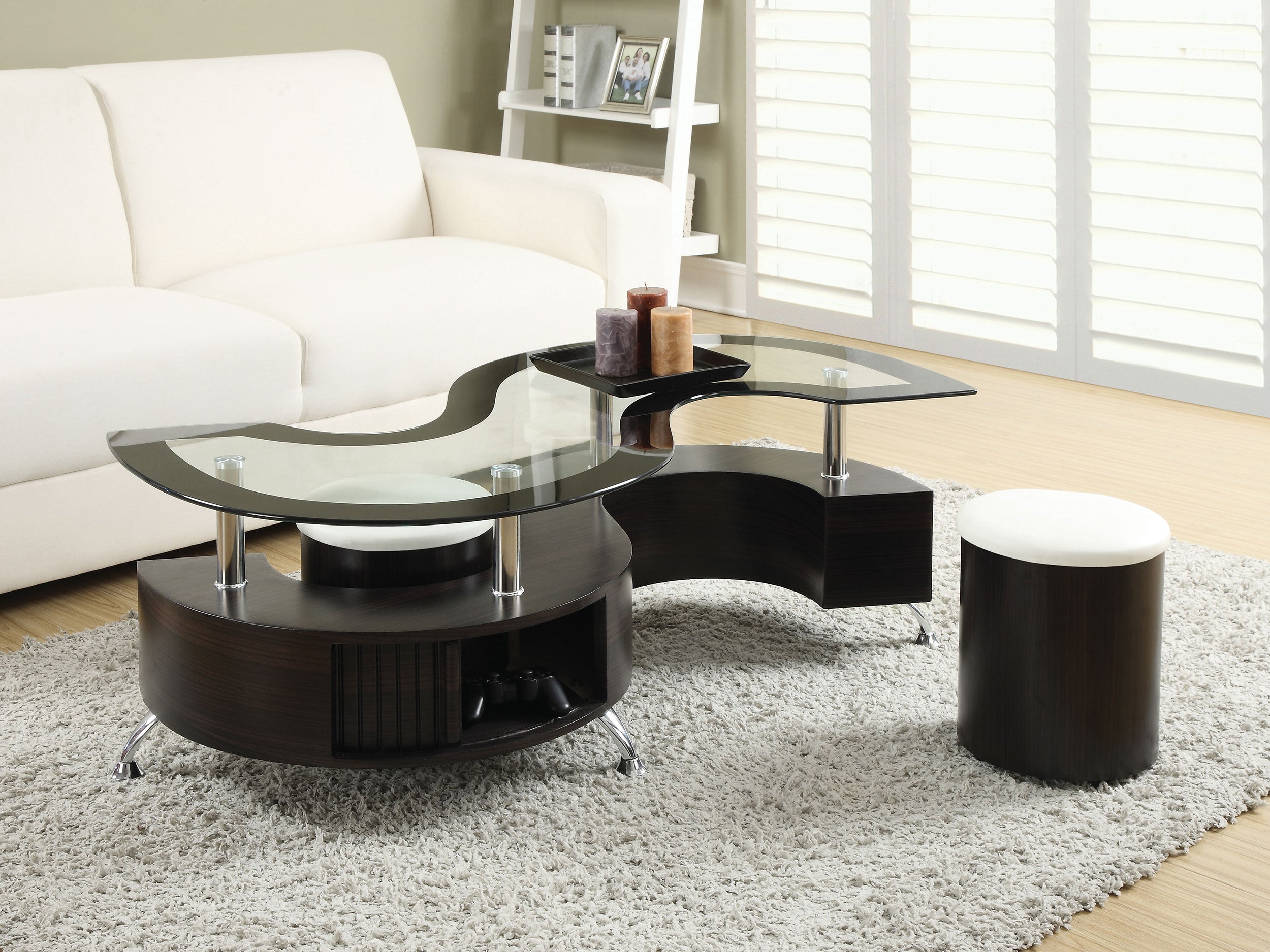 Buckley 3-piece Coffee Table and Stools Set Cappuccino — view 1