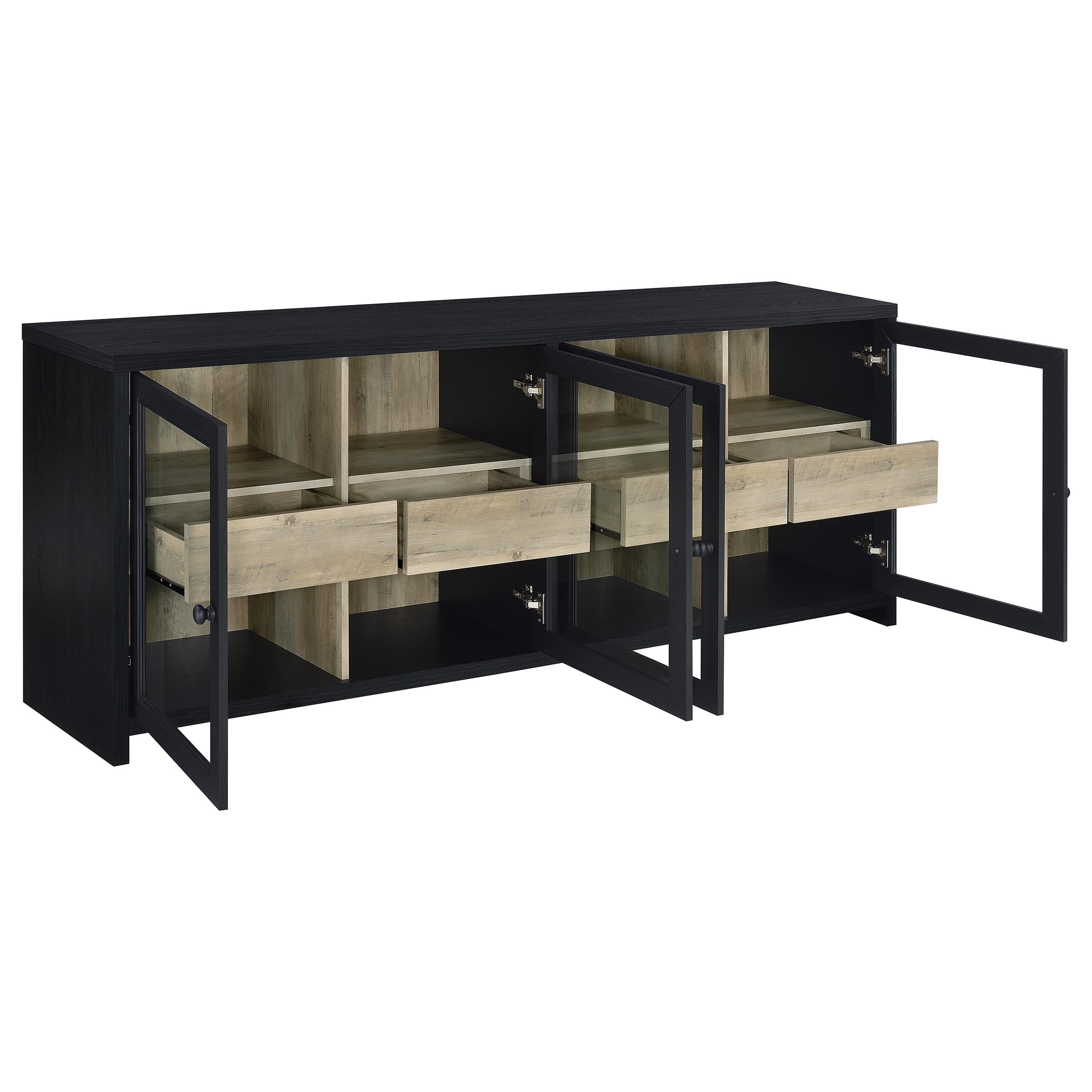 Denison 79-inch 4-door TV Stand Media Console Black — view 3