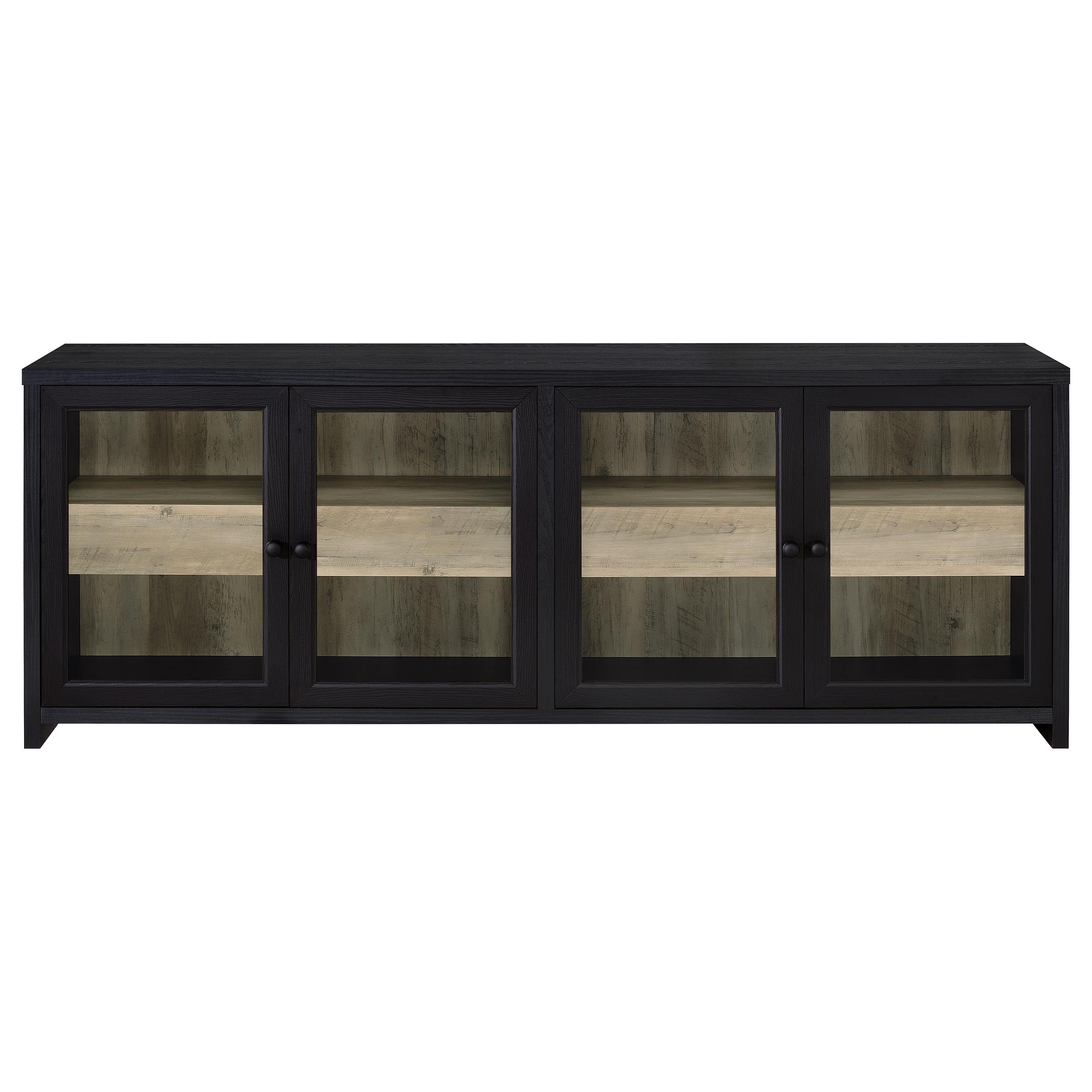 Denison 79-inch 4-door TV Stand Media Console Black — view 4