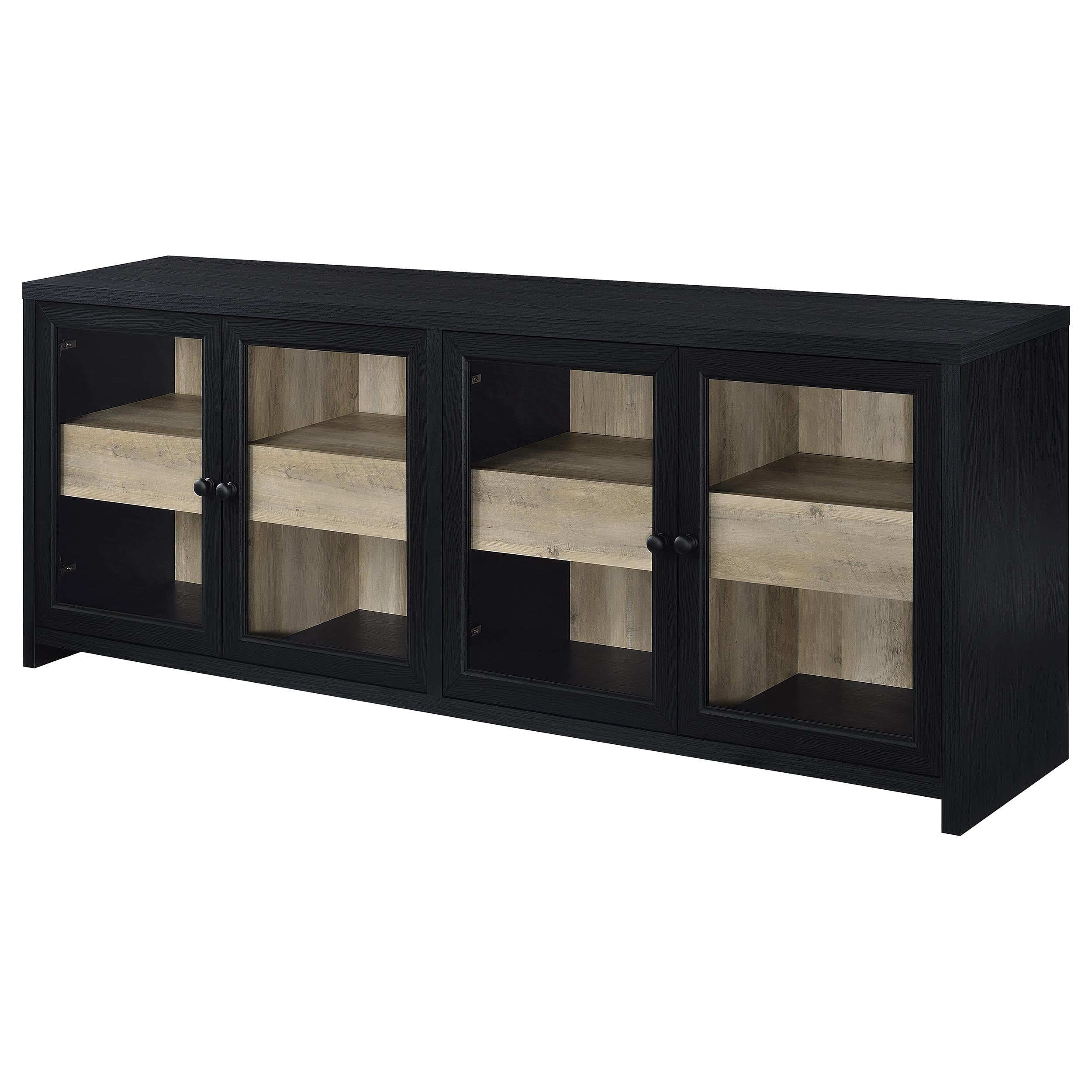 Denison 79-inch 4-door TV Stand Media Console Black — view 5