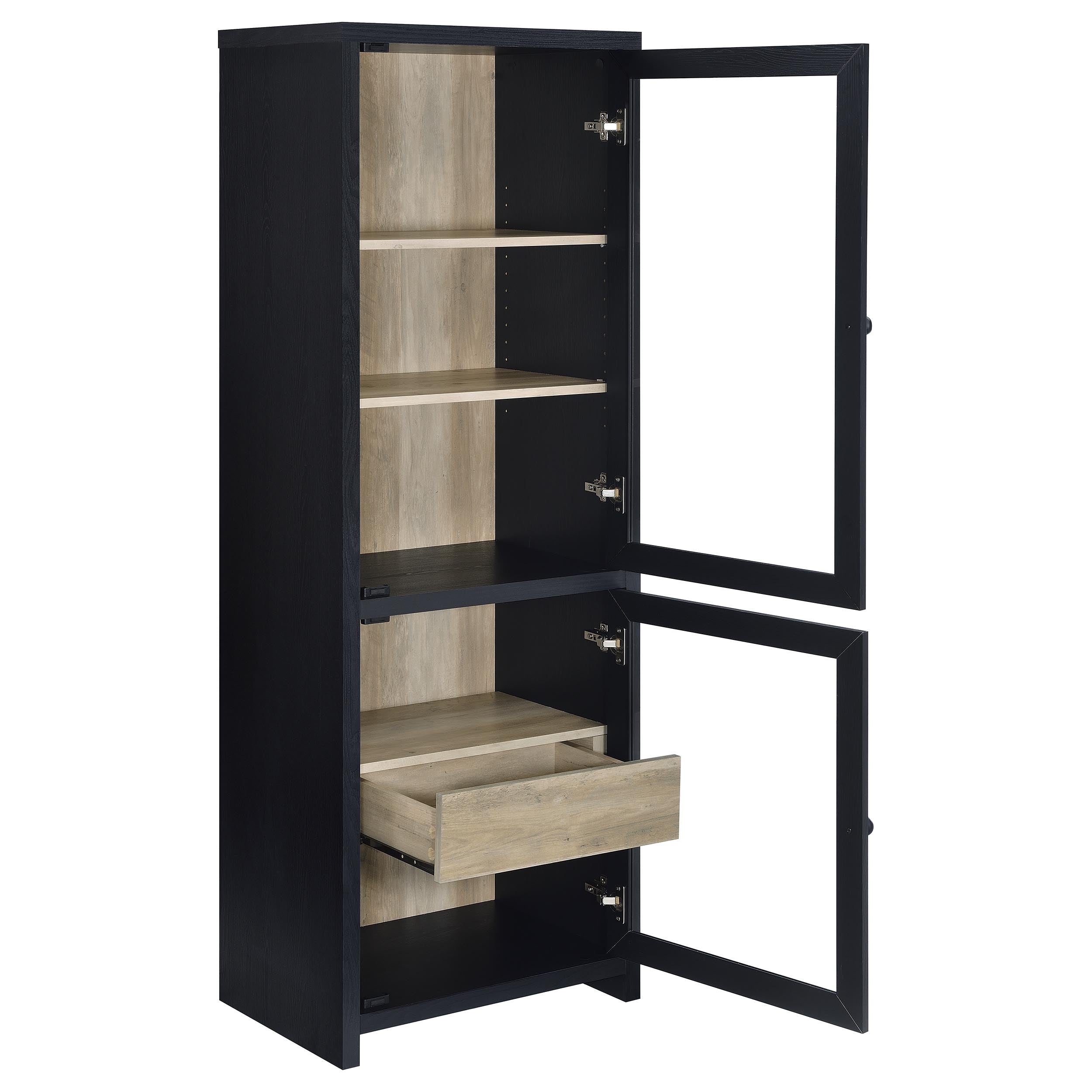 Denison 67-inch 2-door Media Tower Storage Cabinet Black — view 3
