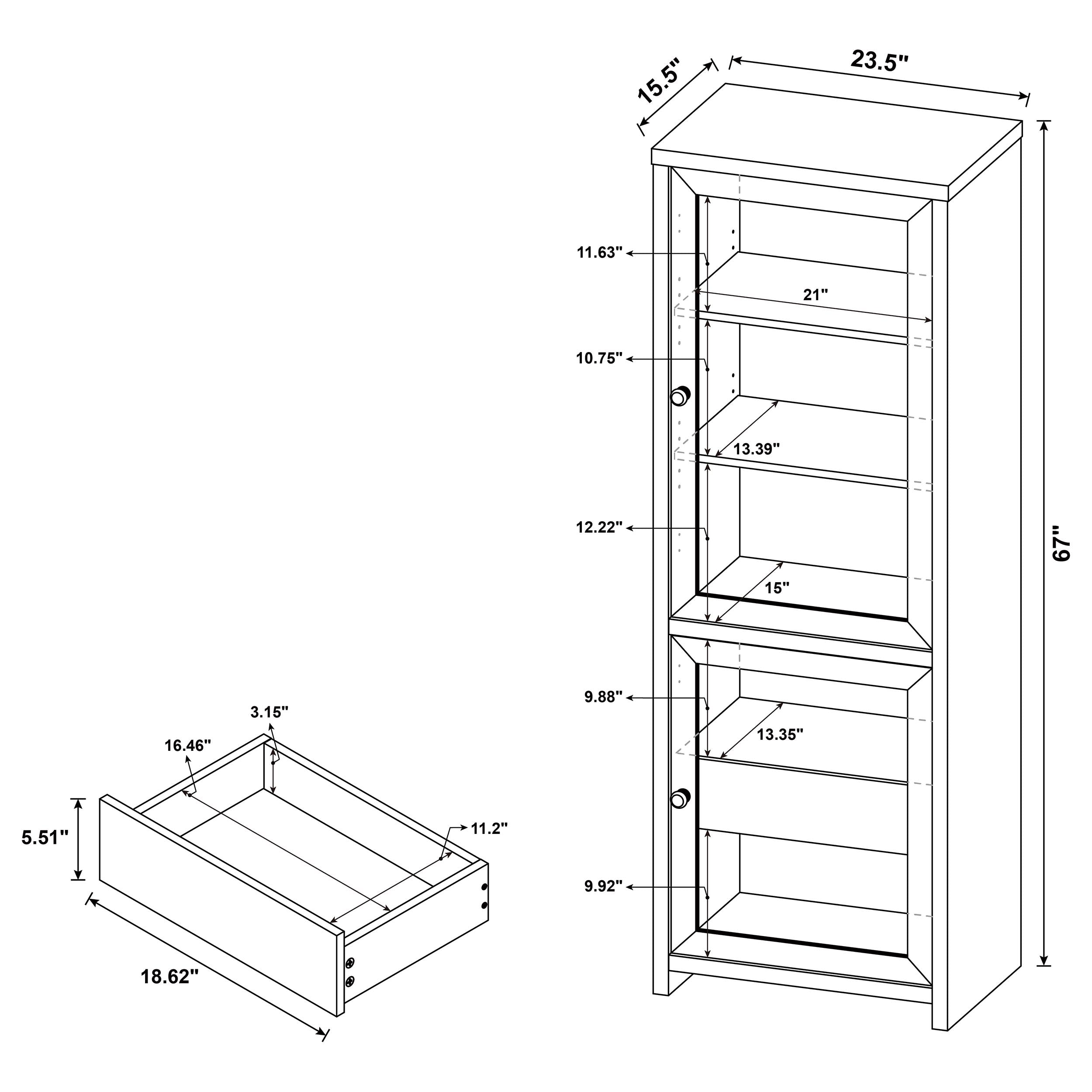 Denison 67-inch 2-door Media Tower Storage Cabinet Black — view 11
