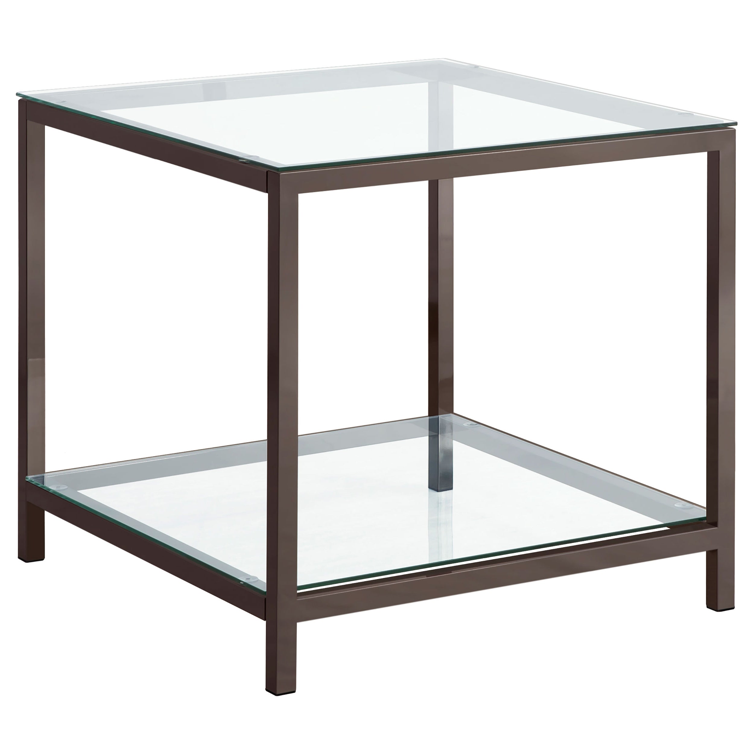 Trini 1-shelf Glass Top Side End Table Black Nickel — view 1