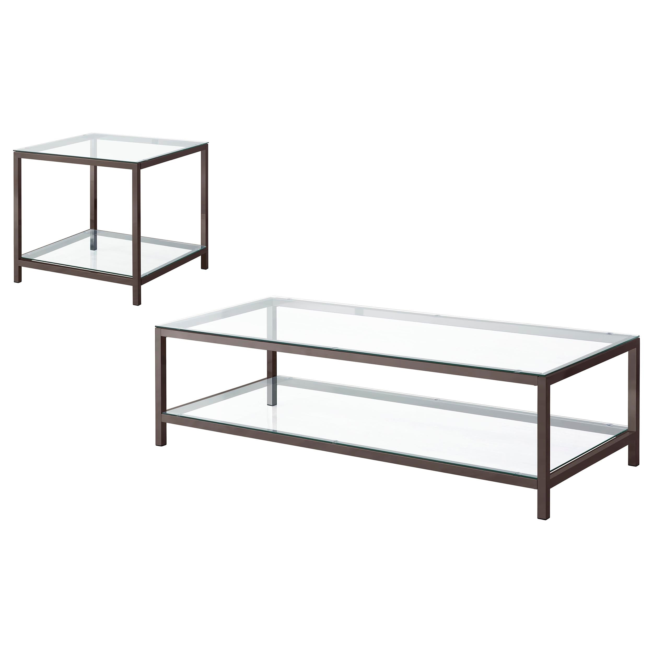 Trini 2-piece Coffee and End Table Set Black Nickel — view 2
