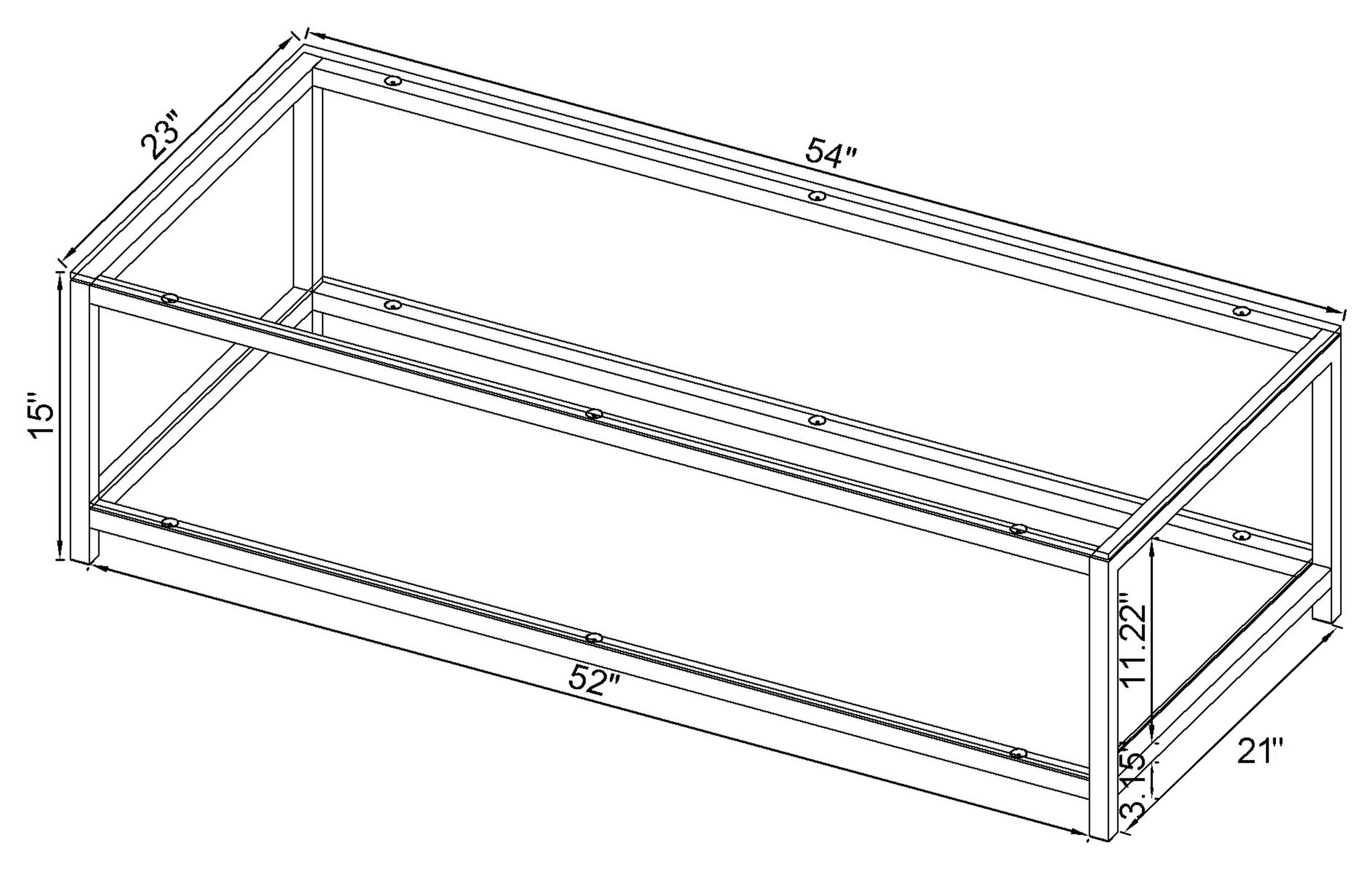Trini 1-shelf Glass Top Coffee Table Black Nickel — view 3