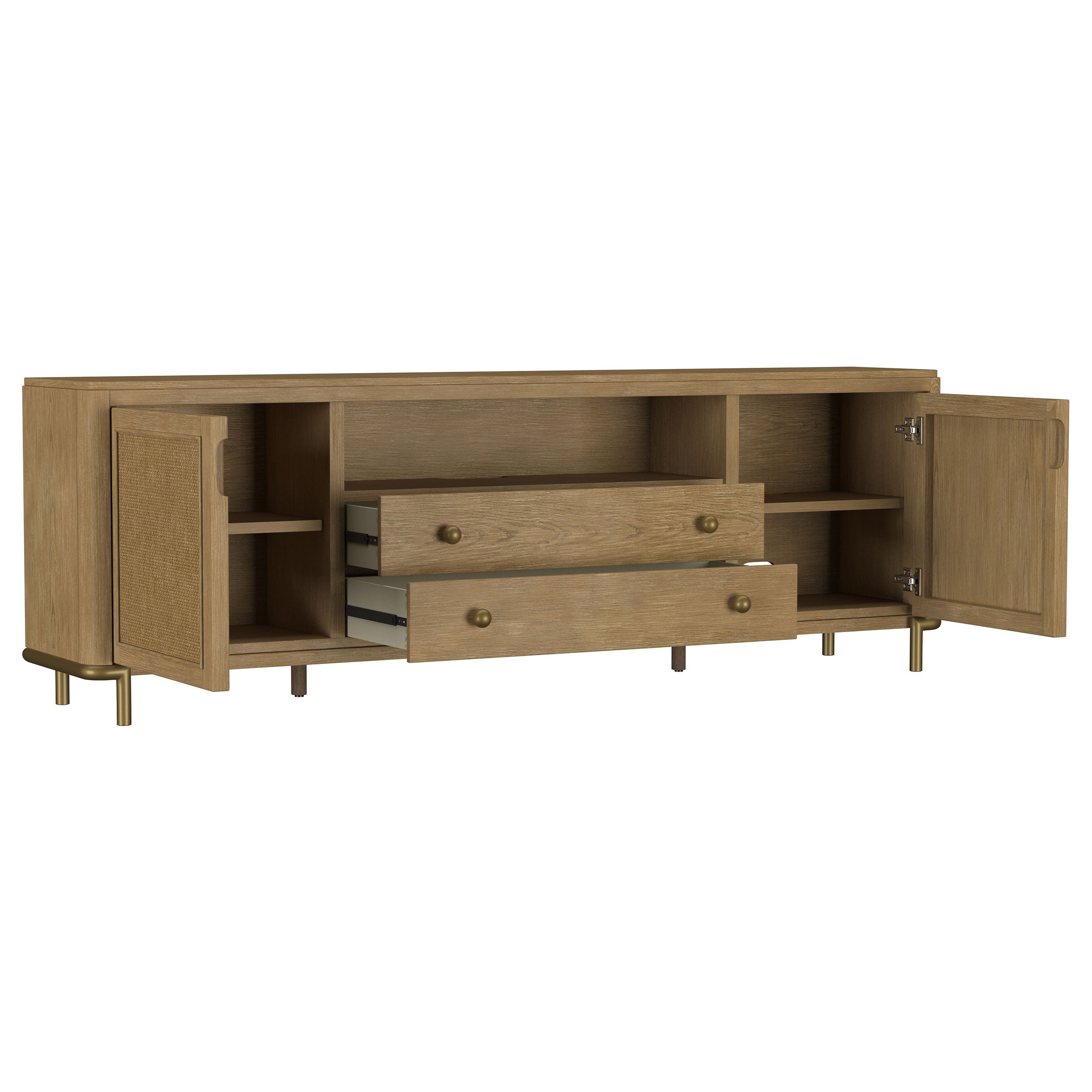 Arini Rattan Cane 2-door TV Stand Media Console Sand Wash — view 3