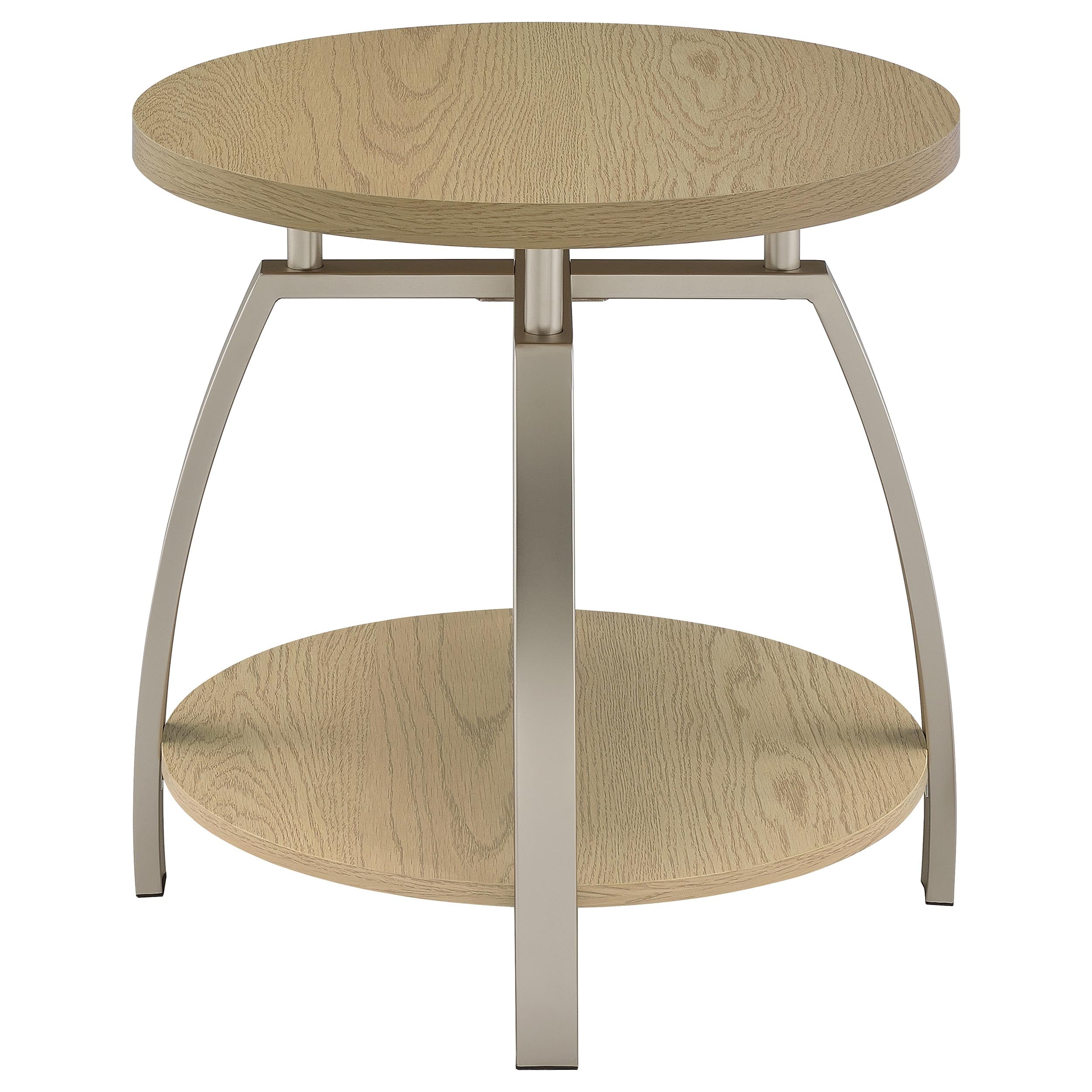 Dacre Round Engineered Wood Top Side End Table Greige — view 4