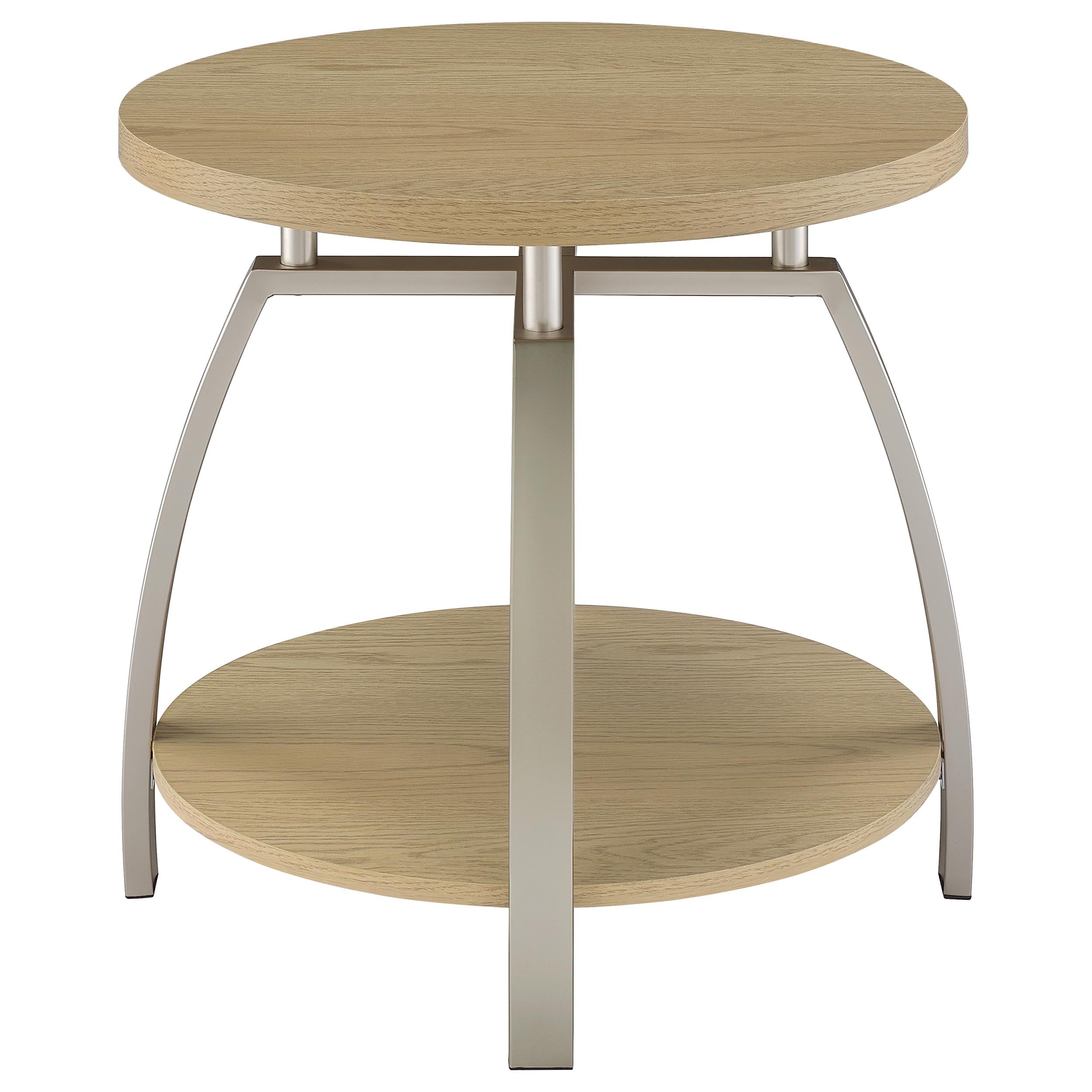 Dacre Round Engineered Wood Top Side End Table Greige — view 7