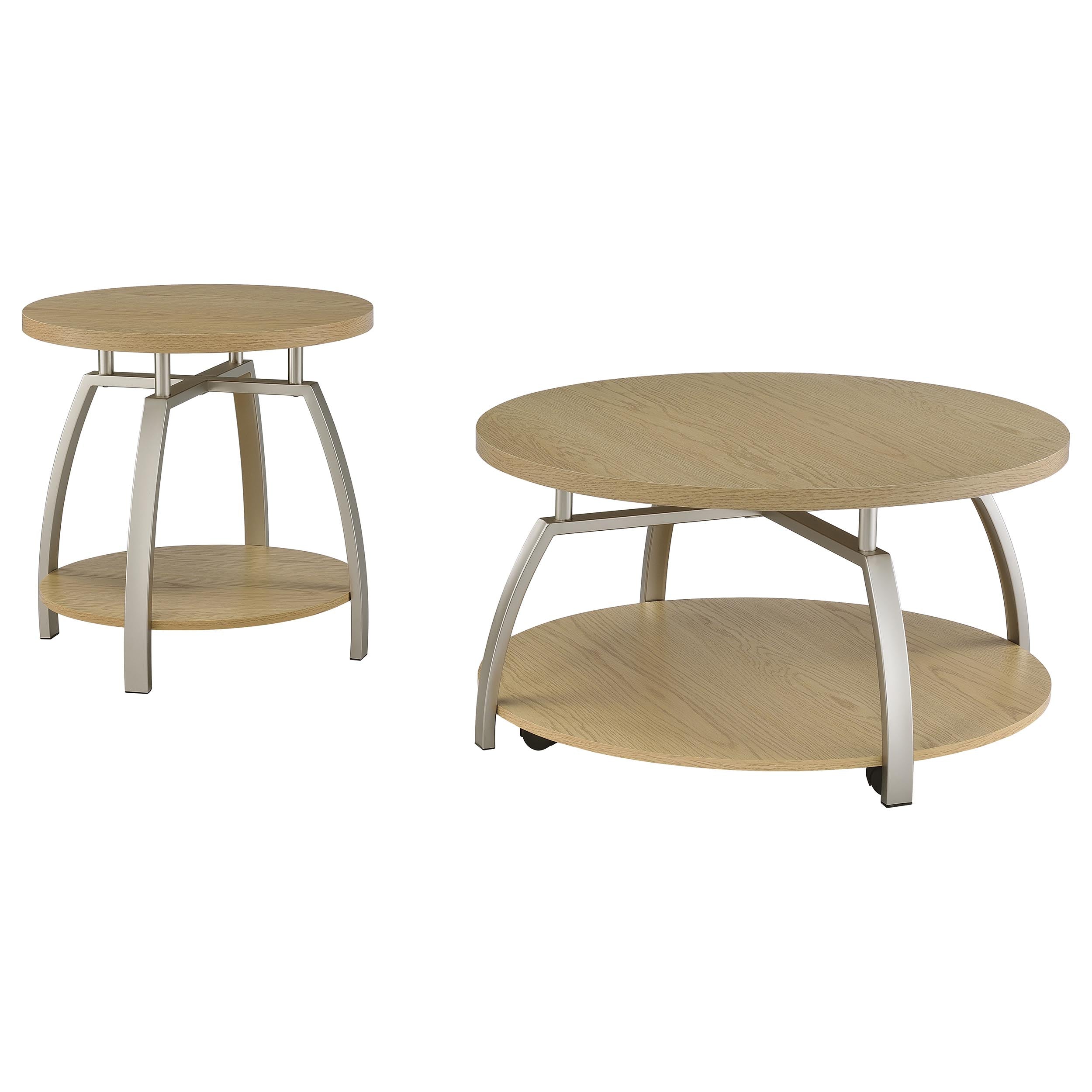 Dacre 2-piece Round Coffee and End Table Set Greige — view 2
