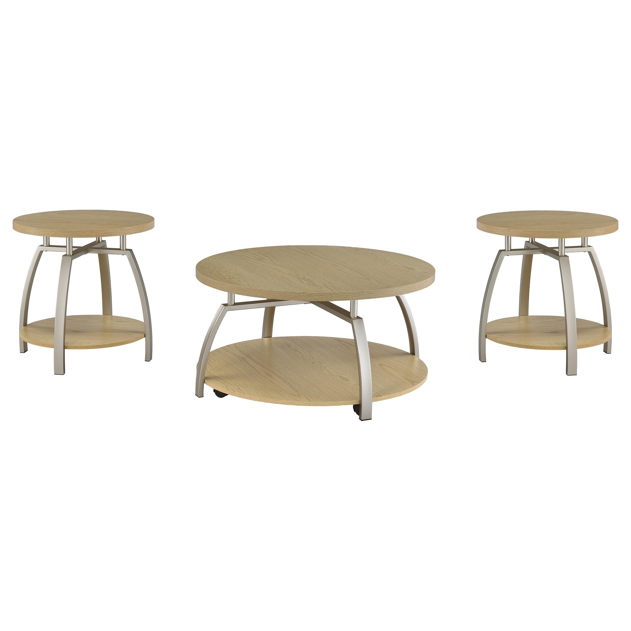 Dacre 3-piece Round Coffee and End Table Set Greige — view 2