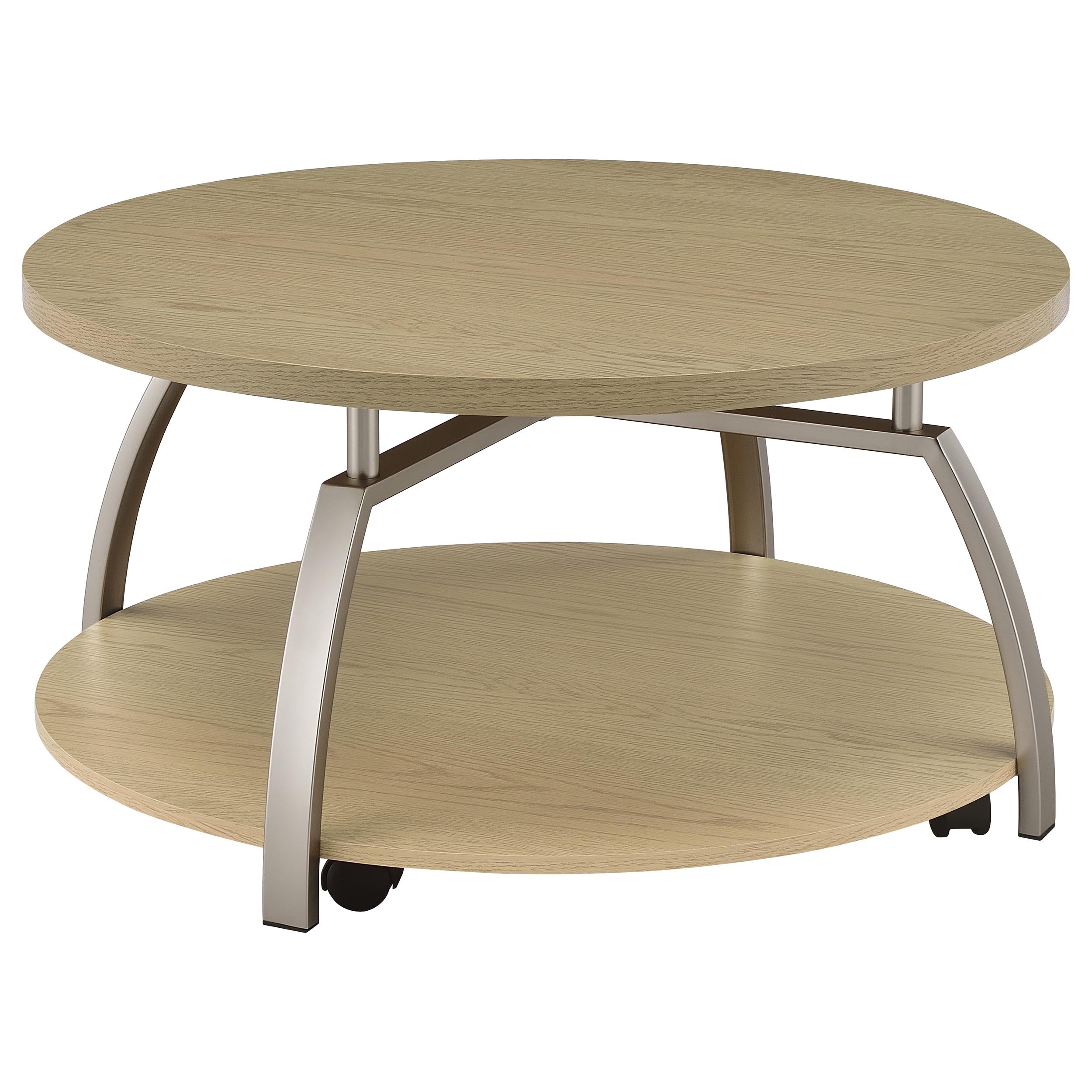 Dacre Round Engineered Wood Top Coffee Table Greige — view 5