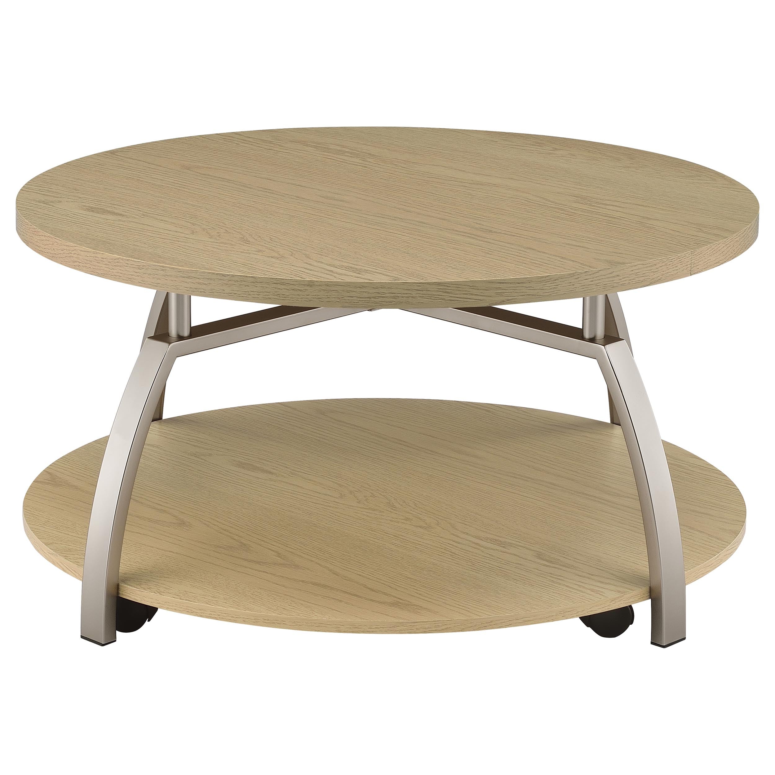 Dacre Round Engineered Wood Top Coffee Table Greige — view 6