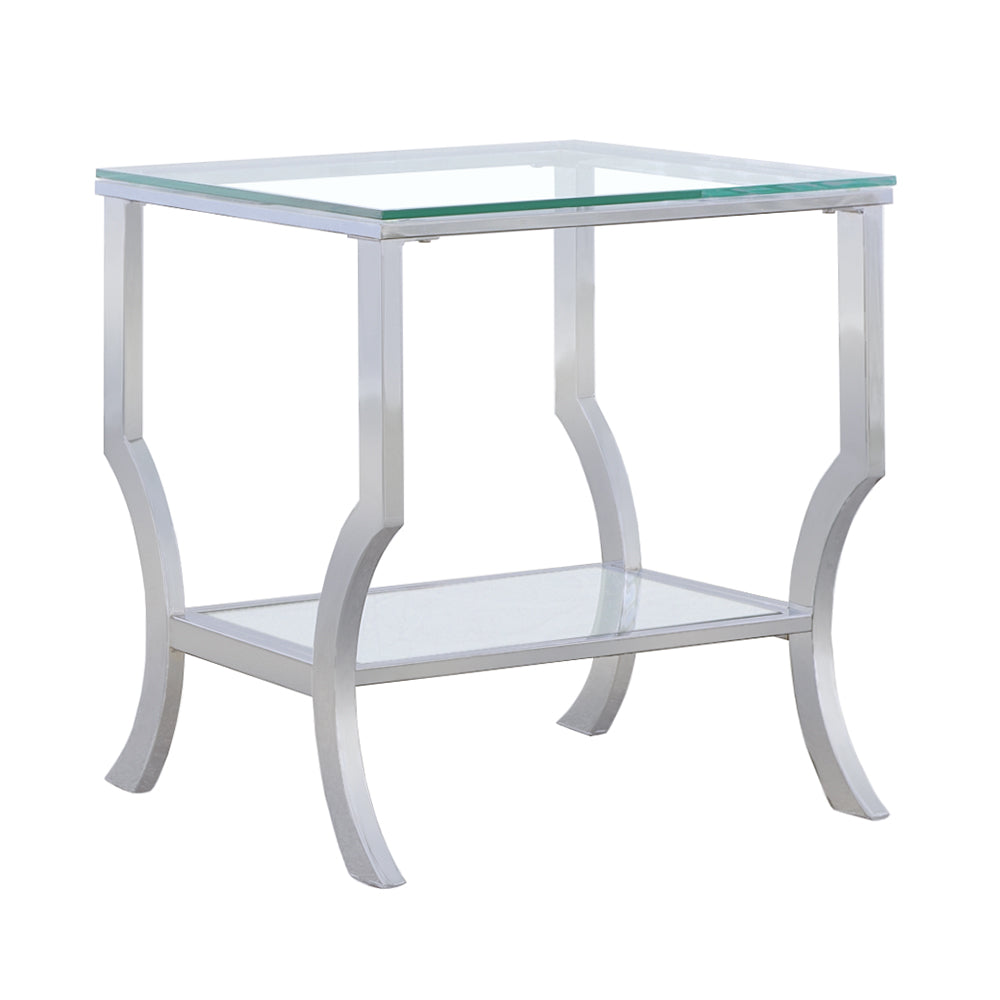 Saide Square Glass Top Side End Table Chrome — view 1