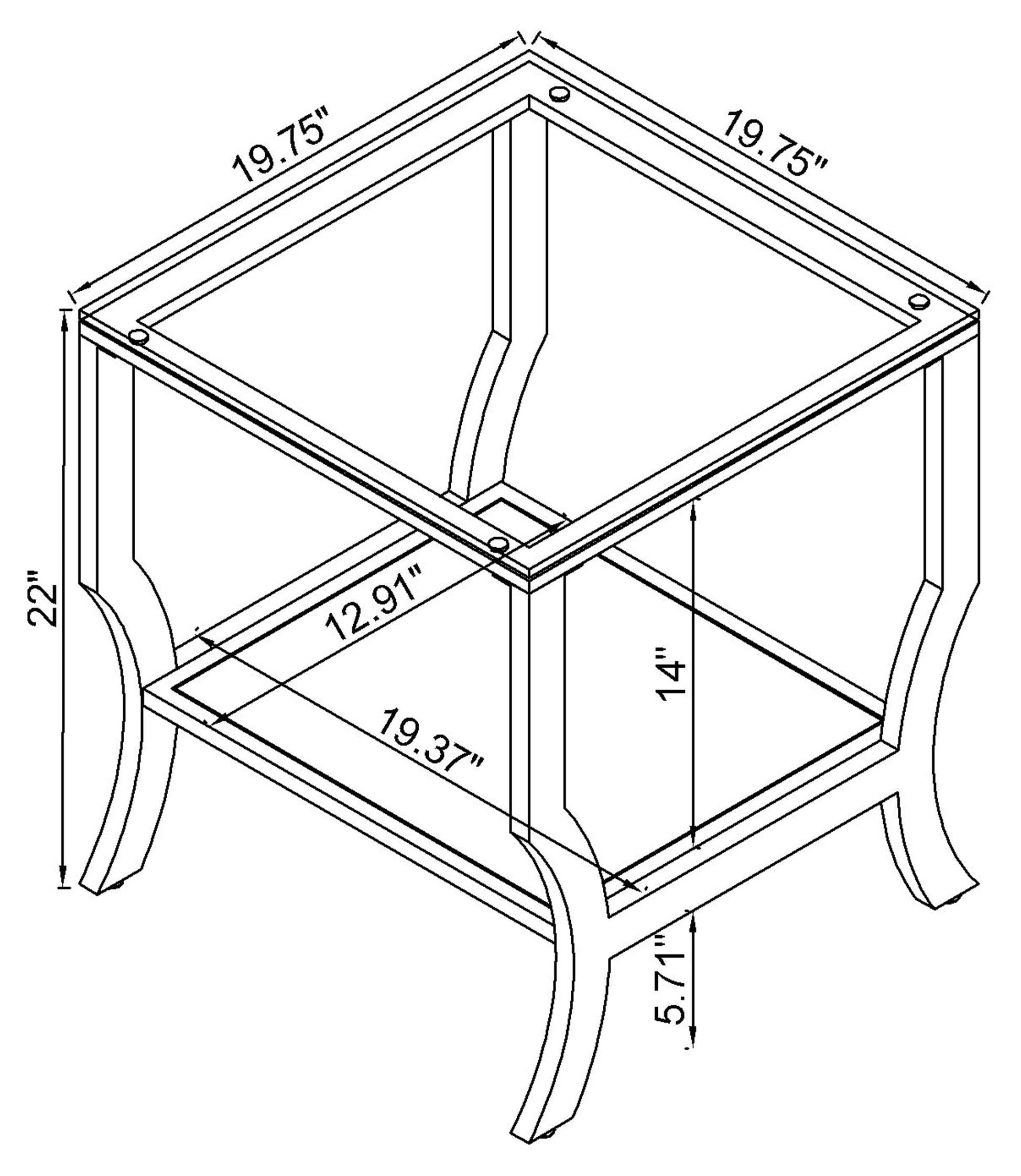 Saide Square Glass Top Side End Table Chrome — view 6