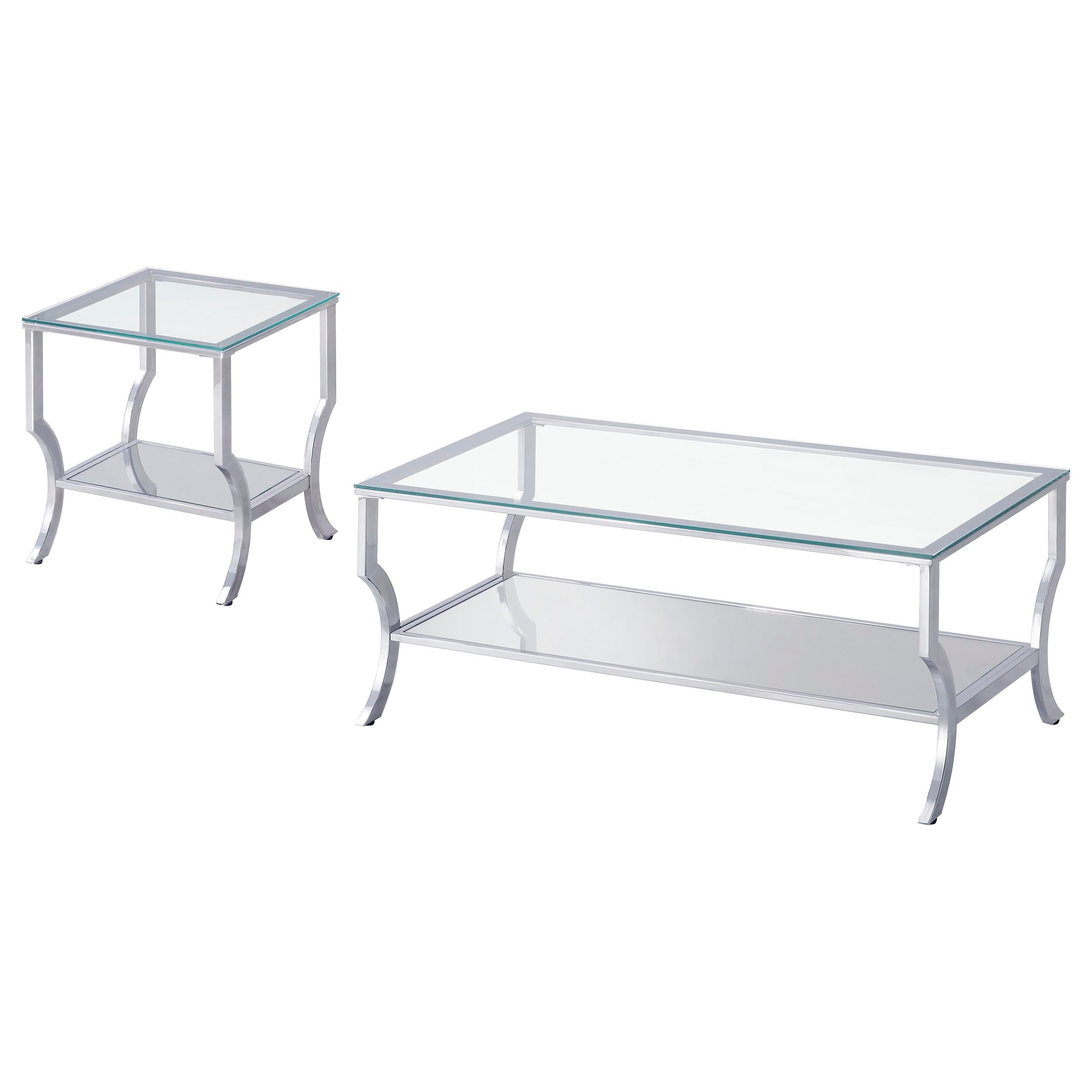 Saide 2-piece Glass Top Coffee and End Table Set Chrome — view 2