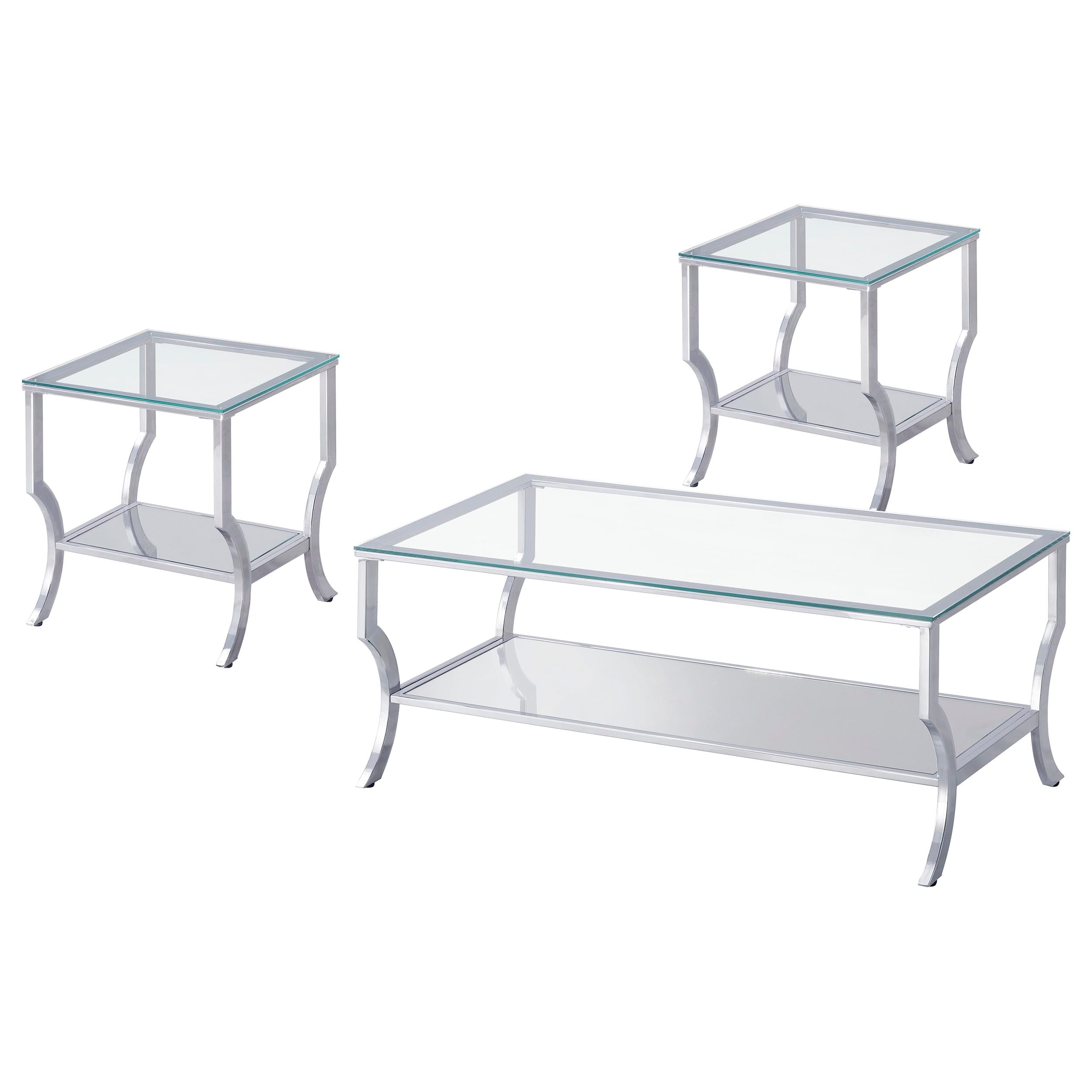 Saide 3-piece Glass Top Coffee and End Table Set Chrome — view 2