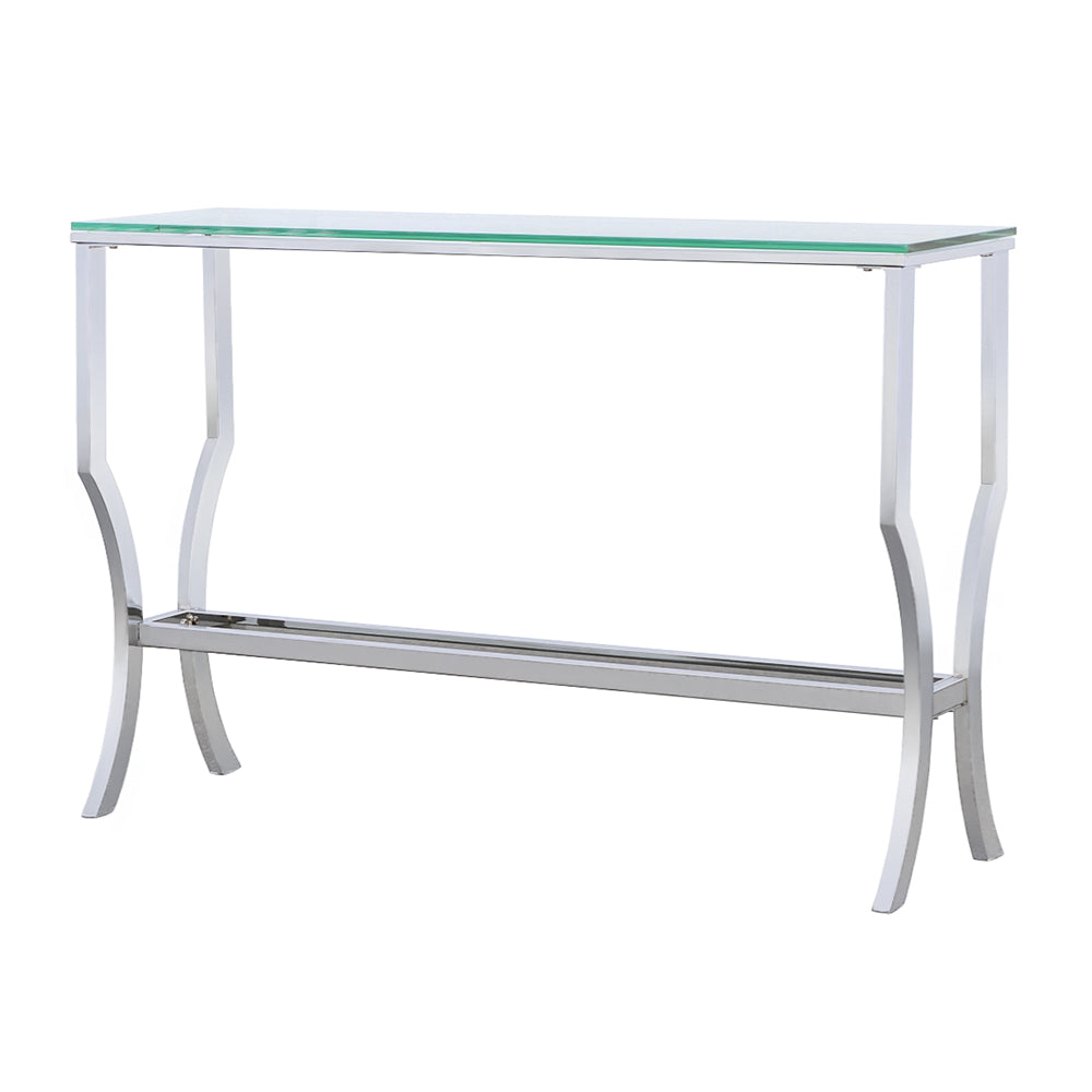 Saide Rectangular Glass Top Entryway Console Table Chrome — view 4